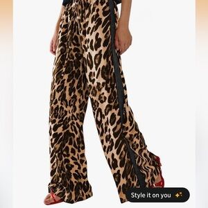 Leopard Print Wide-Leg Pants